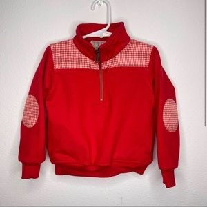 red check quarter zip pull over sweatshirt